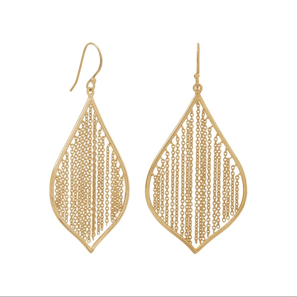 14 Karat Gold Plated Fringe Leaf Earrings